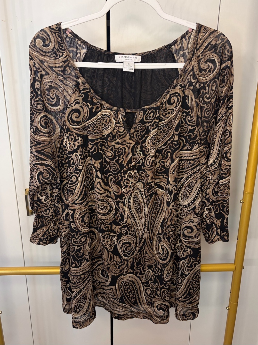 Liz Claiborne Brown Paisley Top